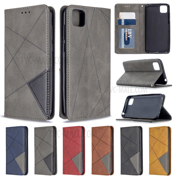 Cuir Géométrique Motif Avec Coque De Support De Carte Pour Huawei Y5P / 9S D'honneur - Noir-11