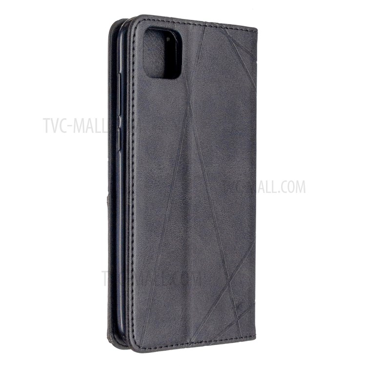 Cuir Géométrique Motif Avec Coque De Support De Carte Pour Huawei Y5P / 9S D'honneur - Noir-3