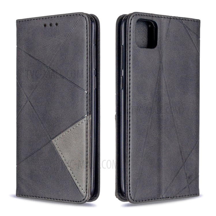 Cuir Géométrique Motif Avec Coque De Support De Carte Pour Huawei Y5P / 9S D'honneur - Noir-4