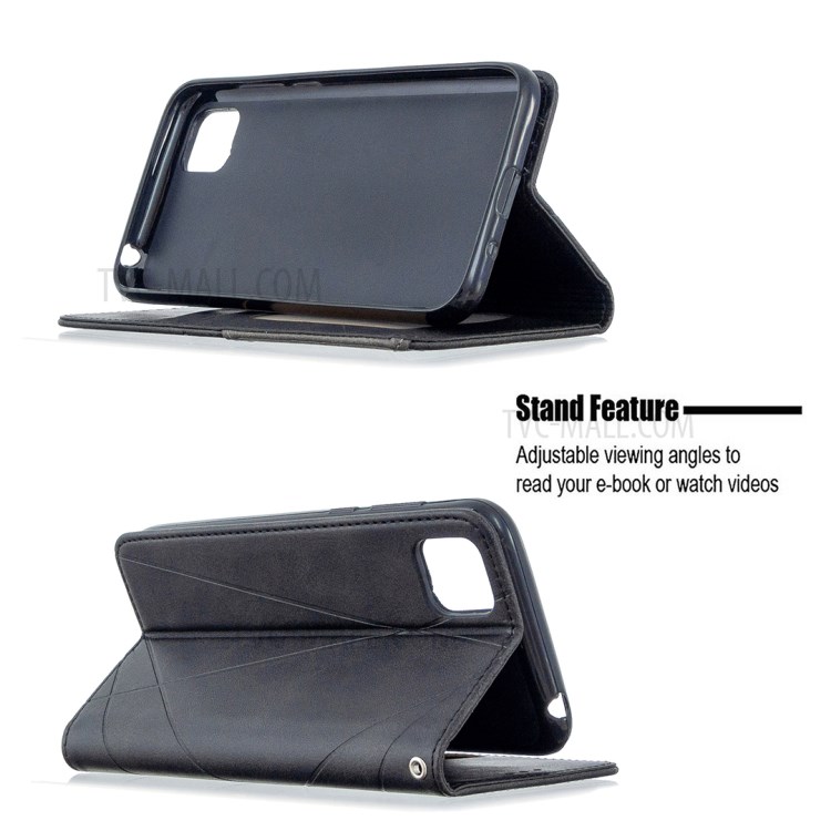 Cuir Géométrique Motif Avec Coque De Support De Carte Pour Huawei Y5P / 9S D'honneur - Noir-5