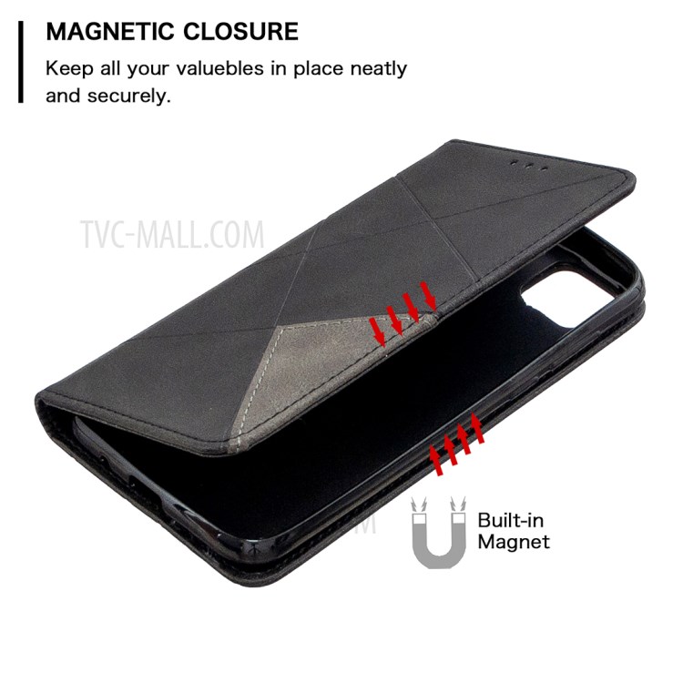 Cuir Géométrique Motif Avec Coque De Support De Carte Pour Huawei Y5P / 9S D'honneur - Noir-6