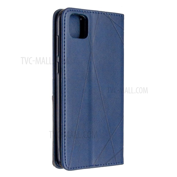 Cuir Géométrique Motif Avec Coque De Support De Carte Pour Huawei Y5P / 9S D'honneur - Bleu-3