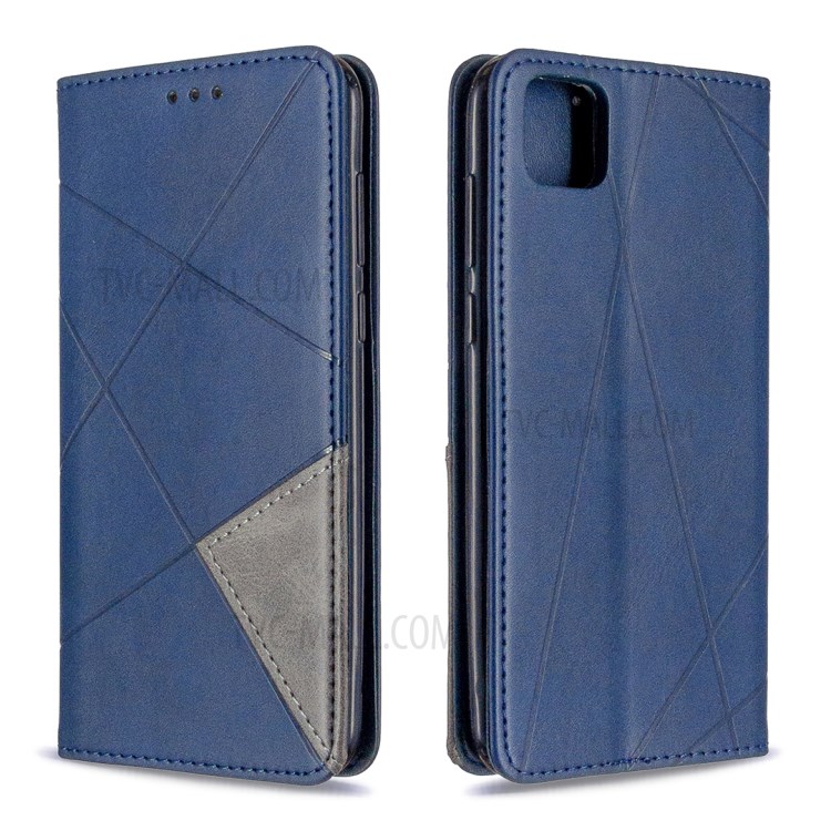 Cuir Géométrique Motif Avec Coque De Support De Carte Pour Huawei Y5P / 9S D'honneur - Bleu-4