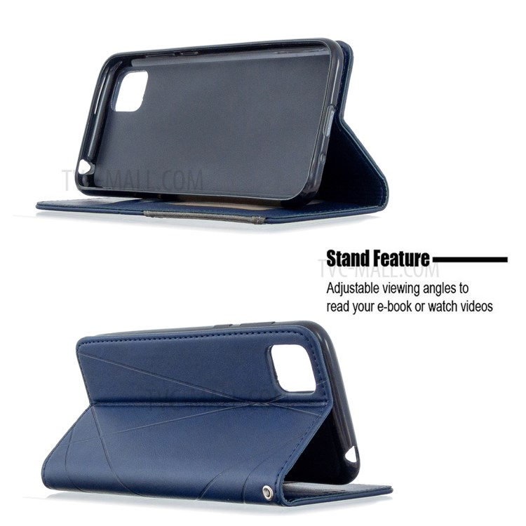 Cuir Géométrique Motif Avec Coque De Support De Carte Pour Huawei Y5P / 9S D'honneur - Bleu-5