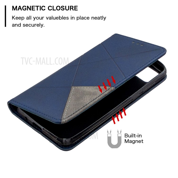Cuir Géométrique Motif Avec Coque De Support De Carte Pour Huawei Y5P / 9S D'honneur - Bleu-6