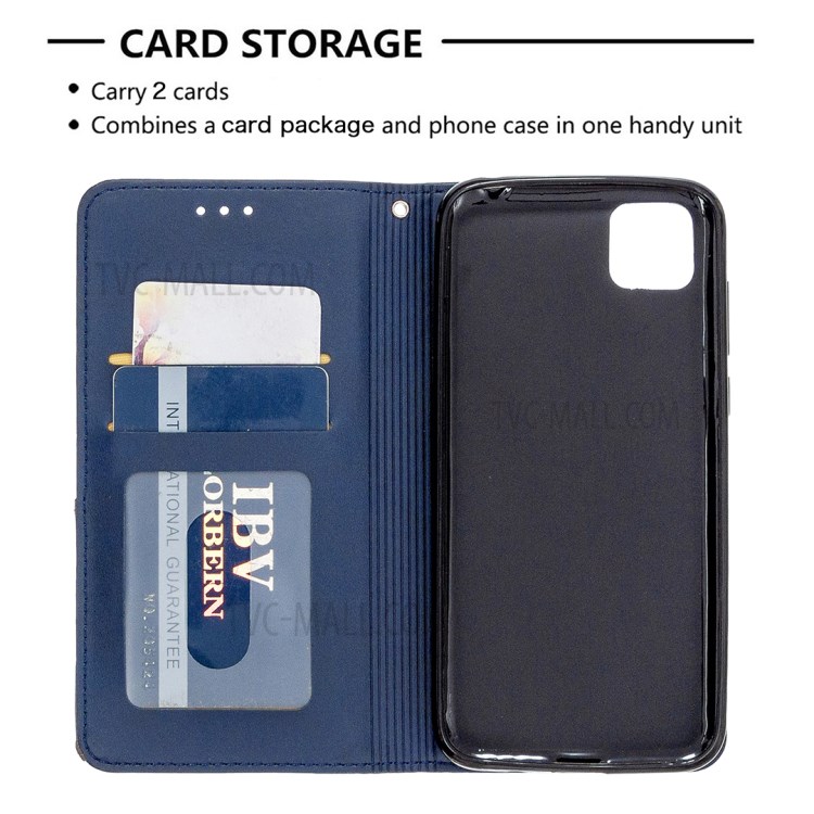 Cuir Géométrique Motif Avec Coque De Support De Carte Pour Huawei Y5P / 9S D'honneur - Bleu-7