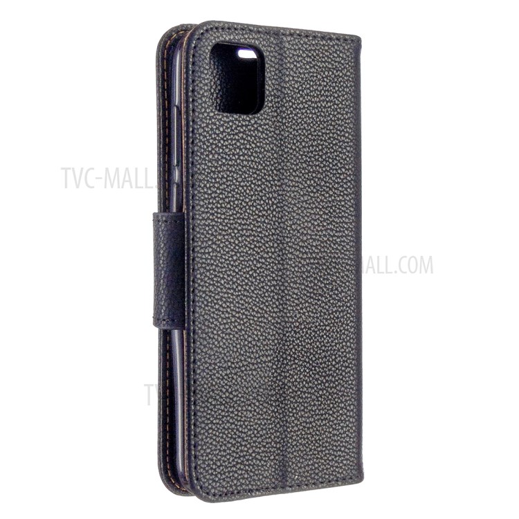 Cor Lichia Estojo De Couro Carteira Pele Pura Para Huawei Y5p 9S / Honra - Preto-3