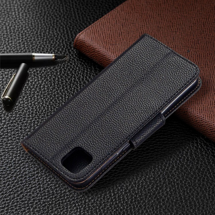 Cor Lichia Estojo De Couro Carteira Pele Pura Para Huawei Y5p 9S / Honra - Preto-8