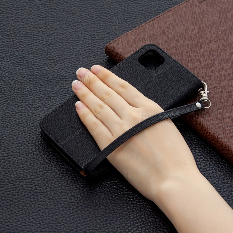 Cor Lichia Estojo De Couro Carteira Pele Pura Para Huawei Y5p 9S / Honra - Preto-9