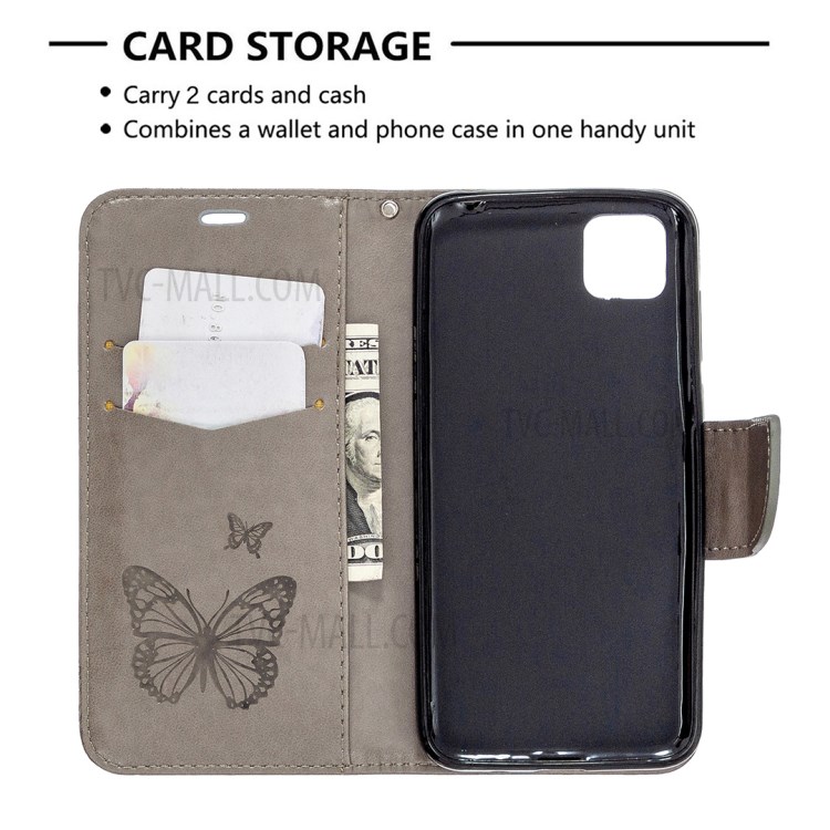 Mentions Légales Couverture En Cuir Magnétique Papillon Pour Huawei Y5P / 9S D'honneur - Gris-6