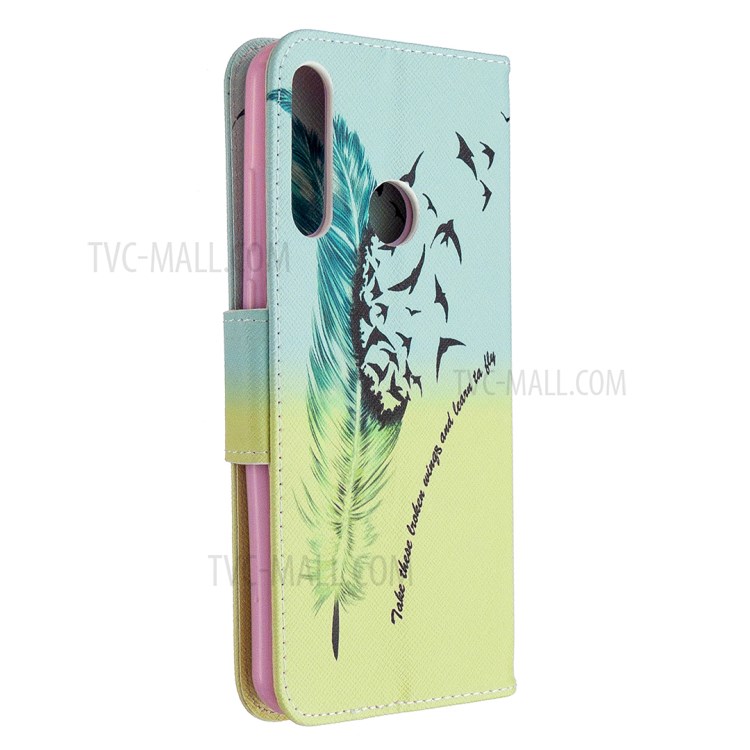 Musterdruck Mappenlederschutzhülle Für Huawei Y6p - Feder-3