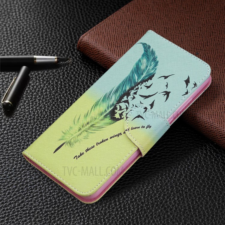 Musterdruck Mappenlederschutzhülle Für Huawei Y6p - Feder-7