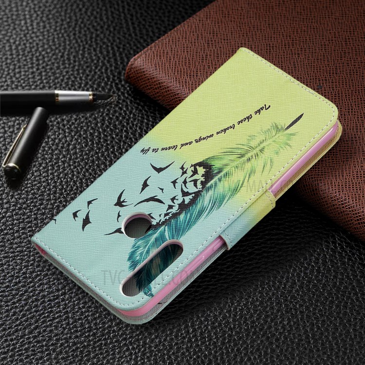 Musterdruck Mappenlederschutzhülle Für Huawei Y6p - Feder-8