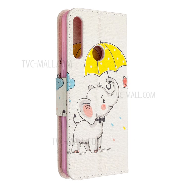 Impressão Padrão Carteira De Couro Caso Protetor Para Huawei Y6p - Bonito Elefante-3