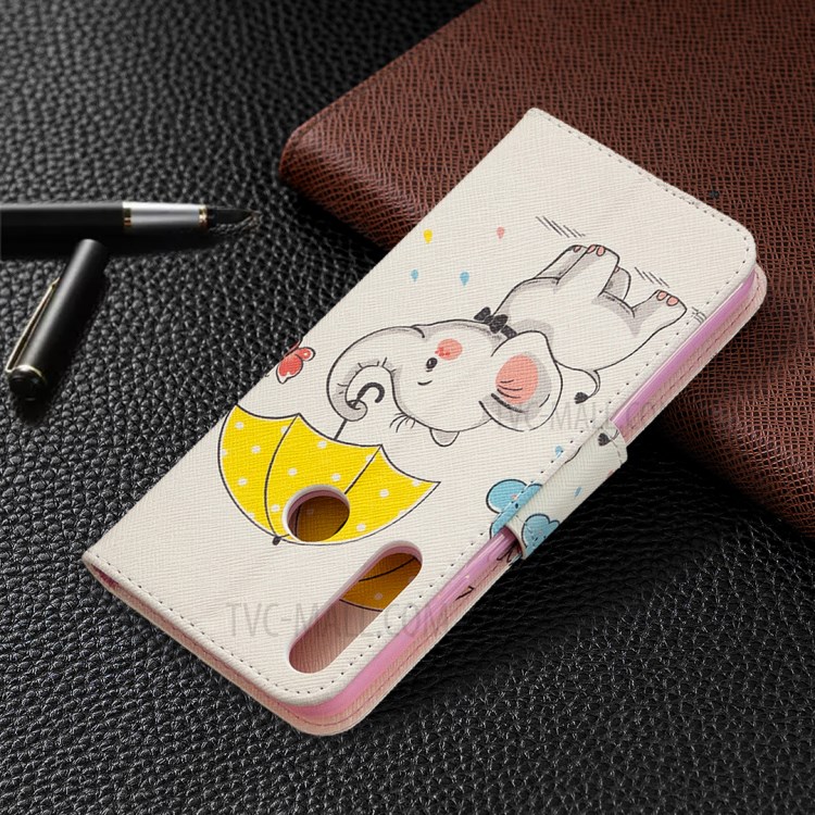Impressão Padrão Carteira De Couro Caso Protetor Para Huawei Y6p - Bonito Elefante-8