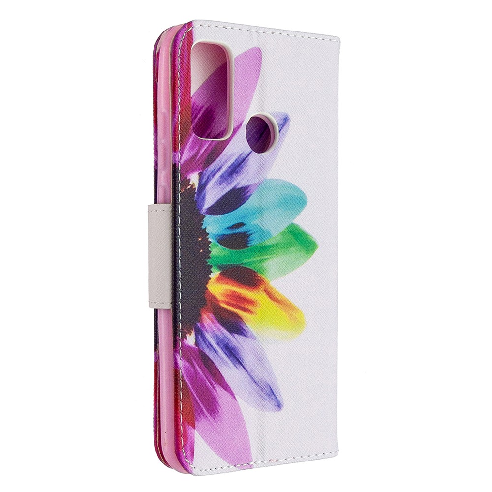 Pattern Printing Leather Wallet Stand Case for Huawei P smart 2020 - Colorful Petals-3