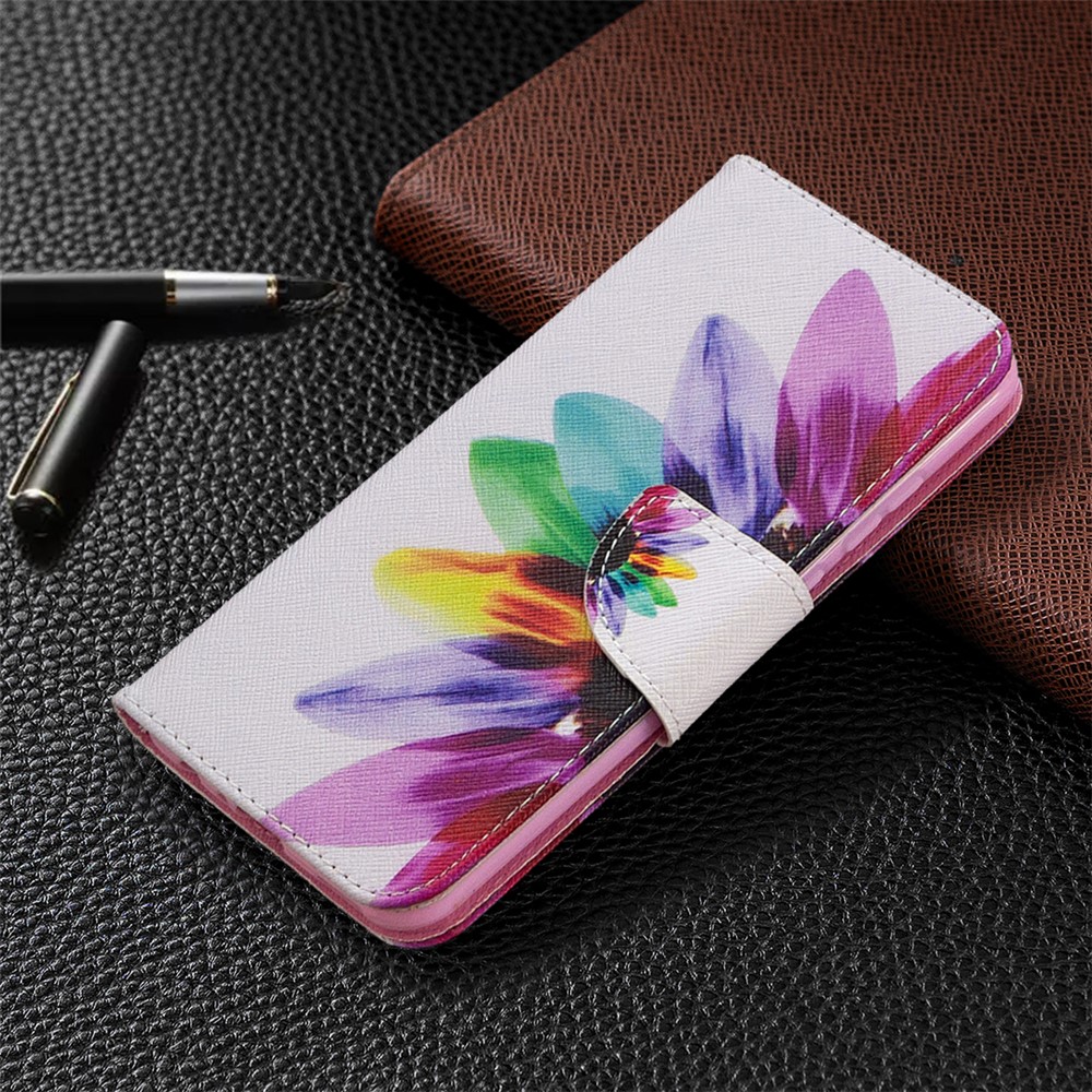 A Impressão De Padrões Caso Suporte Couro Carteira Para Huawei P Inteligente 2020 - Pétalas Coloridas-7