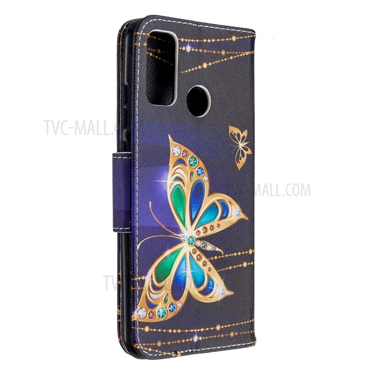 Pattern Printing Wallet Leather Stand Case for Huawei P smart 2020 - Vivid Butterfly-3