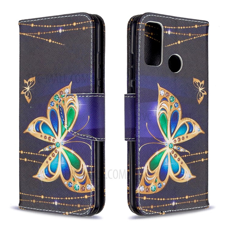 Pattern Printing Wallet Leather Stand Case for Huawei P smart 2020 - Vivid Butterfly-4