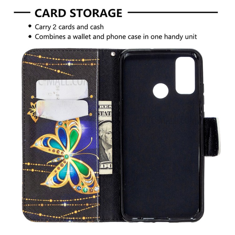 Pattern Printing Wallet Leather Stand Case for Huawei P smart 2020 - Vivid Butterfly-6