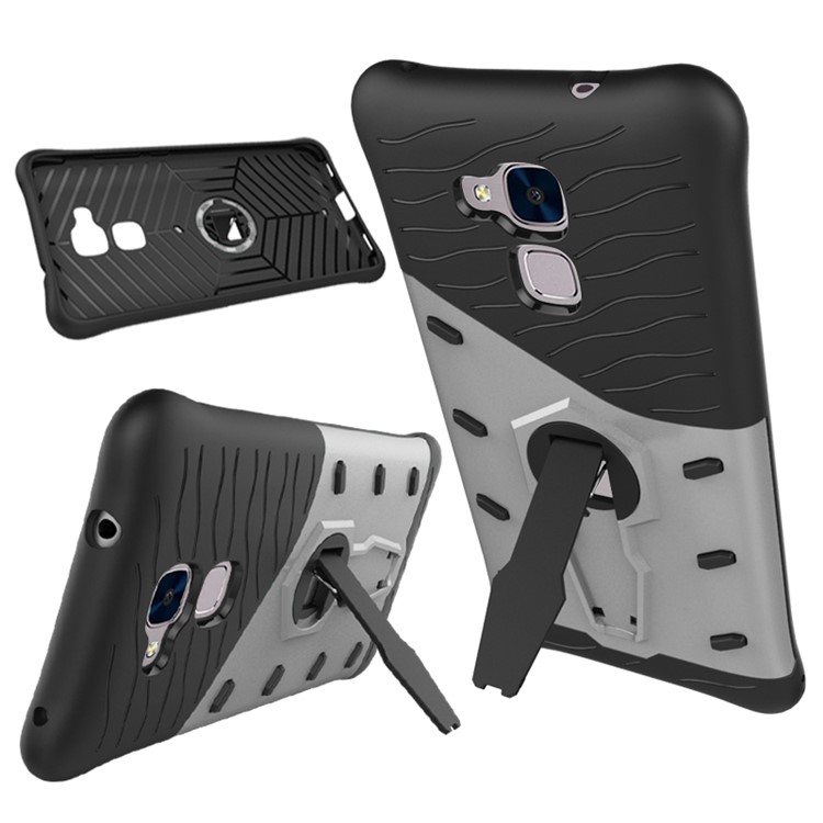 Armor PC + TPU Kickstand Hybrid Case for Huawei Honor 5c / GT3 - Silver-3