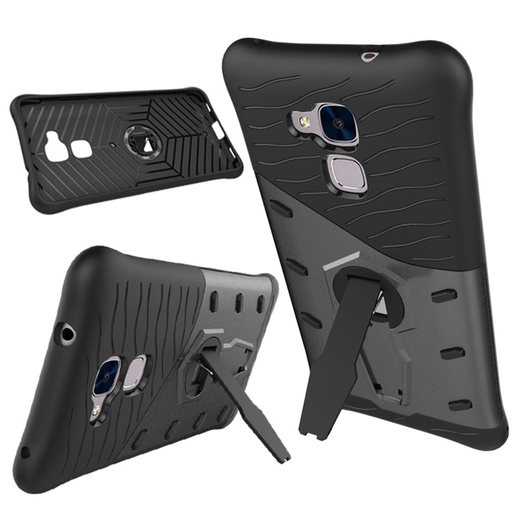 Armor PC + TPU Kickstand Hybrid Cover for Huawei Honor 5c / GT3 - Grey-3
