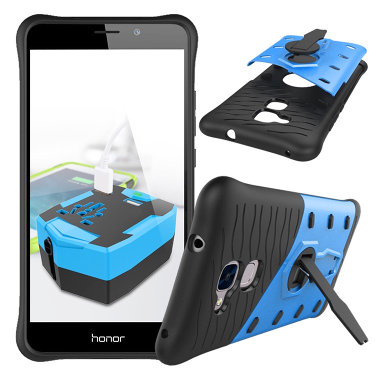 Armor PC + TPU Kickstand Hybrid Phone Case for Huawei Honor 5c / GT3 - Blue-13