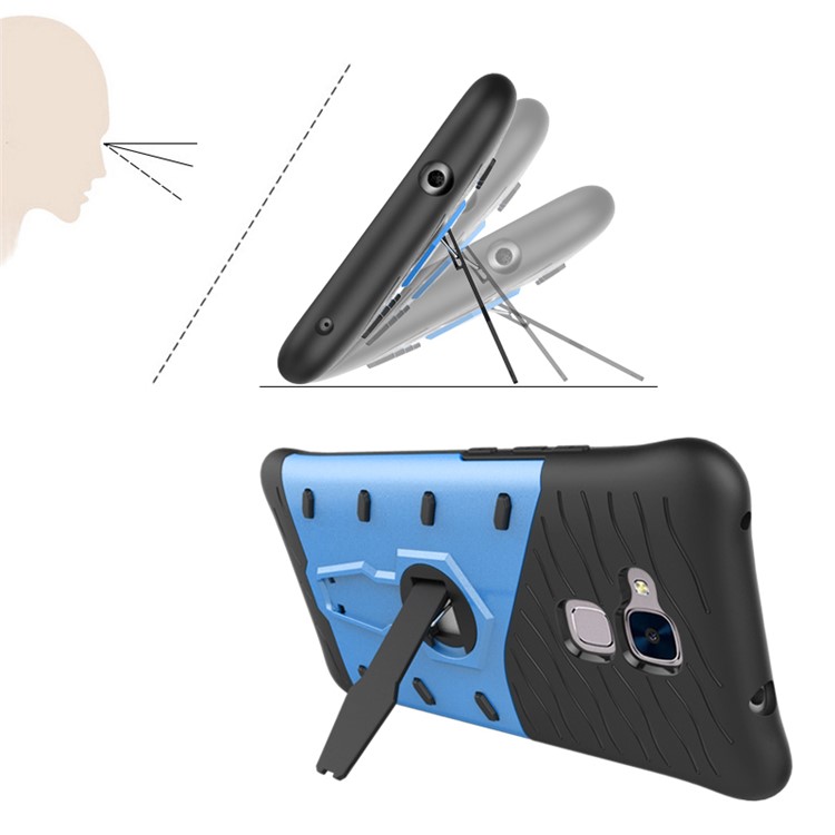 Armor PC + TPU Kickstand Hybrid Phone Case for Huawei Honor 5c / GT3 - Blue-21