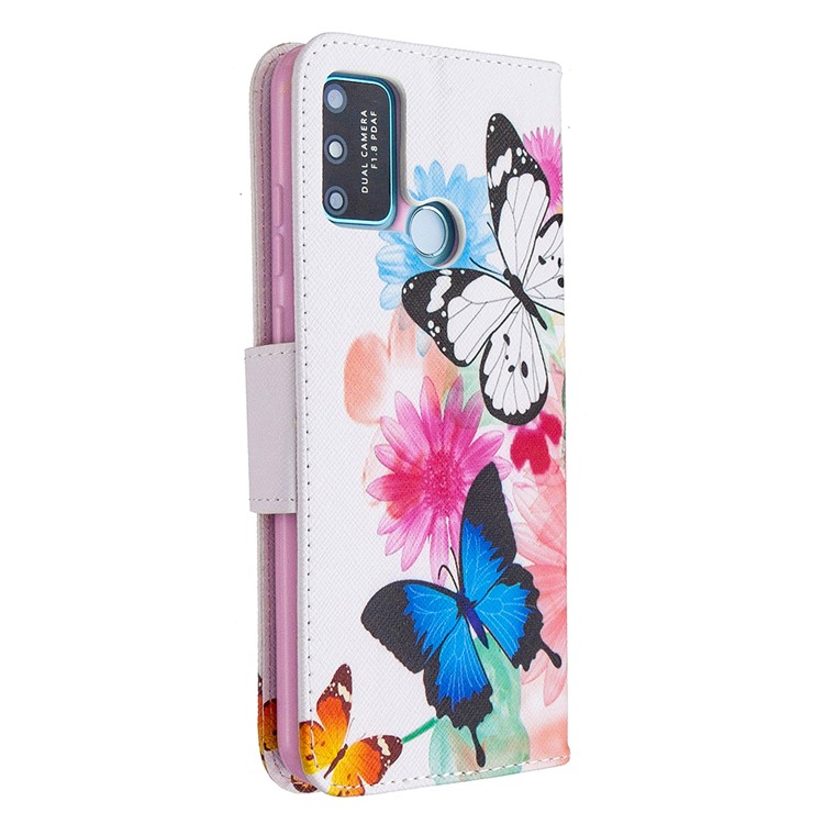 Pattern Printing Magnetic Leather Stand Case for Honor 9A - Vivid Butterflies-3