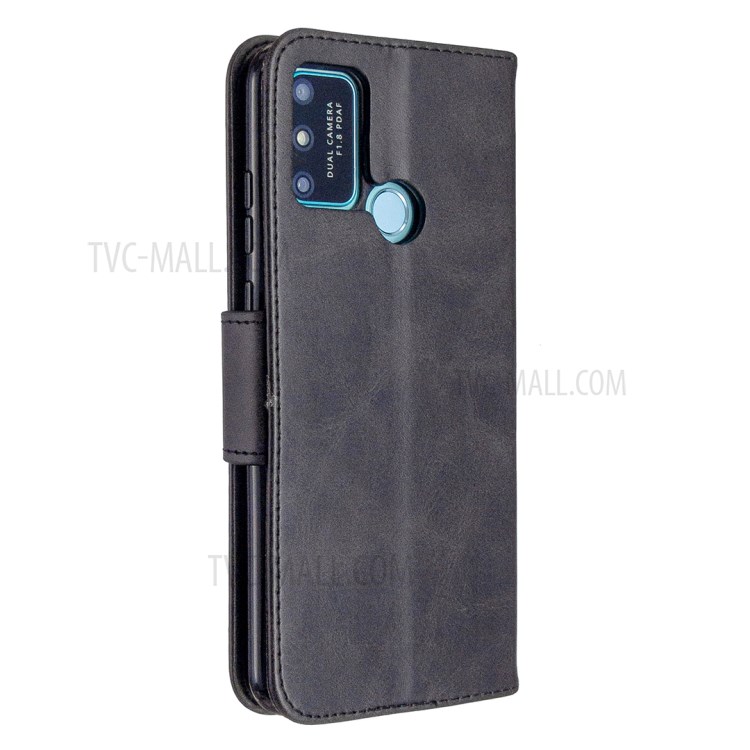 PU Leather Unique Wallet Cover with Strap for Honor 9A - Black-3