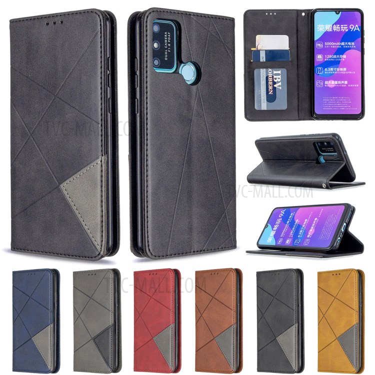 Caso Titular De La Tarjeta De Cuero Con Estilo Geométrico Patrón De Soporte Para El Honor 9A - Negro-10