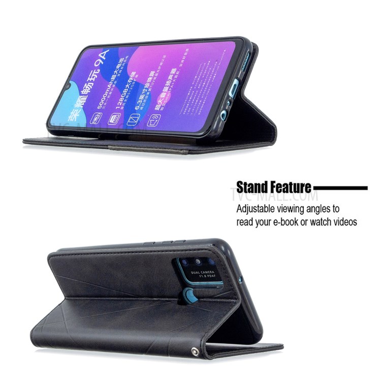 Caso Titular De La Tarjeta De Cuero Con Estilo Geométrico Patrón De Soporte Para El Honor 9A - Negro-5