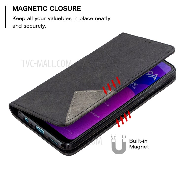 Caso Titular De La Tarjeta De Cuero Con Estilo Geométrico Patrón De Soporte Para El Honor 9A - Negro-6