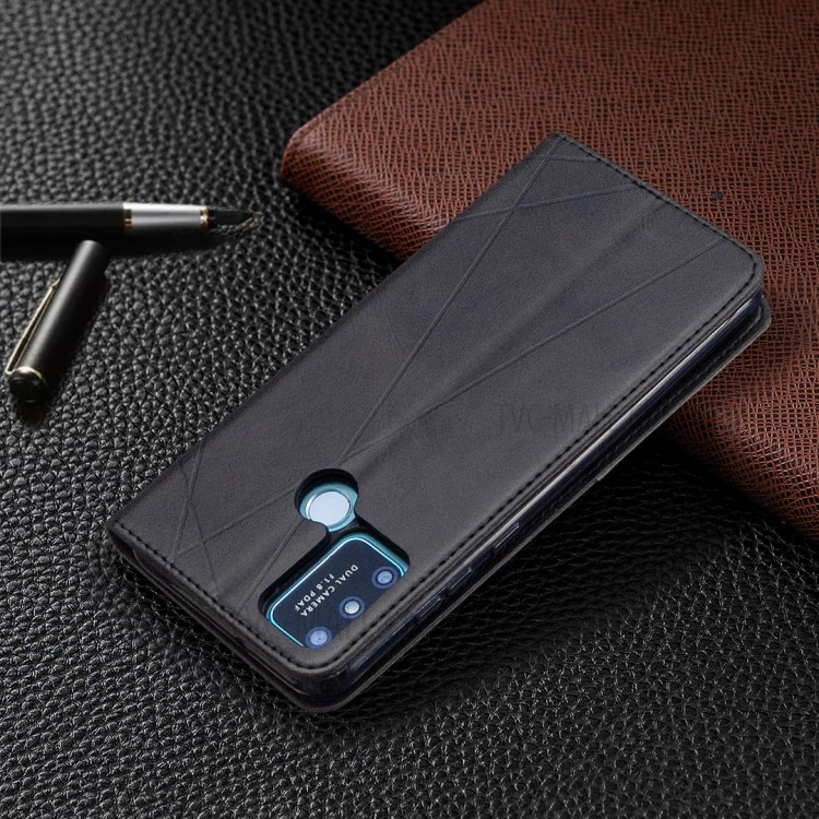 Caso Titular De La Tarjeta De Cuero Con Estilo Geométrico Patrón De Soporte Para El Honor 9A - Negro-9