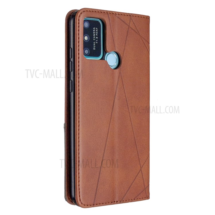 Caso Titular De La Tarjeta De Cuero Con Estilo Geométrico Patrón De Soporte Para El Honor 9A - Café-3