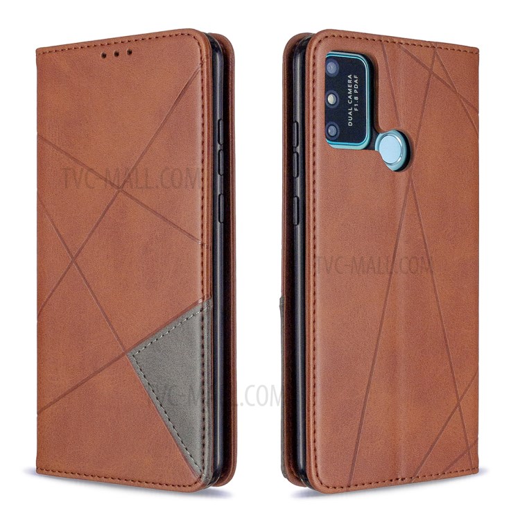 Caso Titular De La Tarjeta De Cuero Con Estilo Geométrico Patrón De Soporte Para El Honor 9A - Café-4
