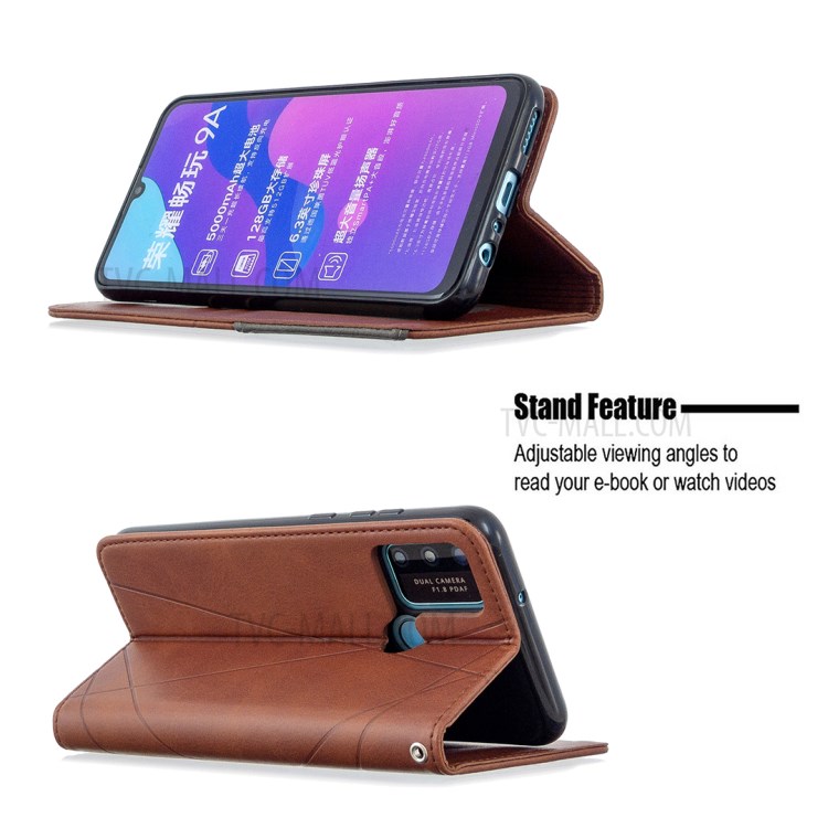 Caso Titular De La Tarjeta De Cuero Con Estilo Geométrico Patrón De Soporte Para El Honor 9A - Café-5