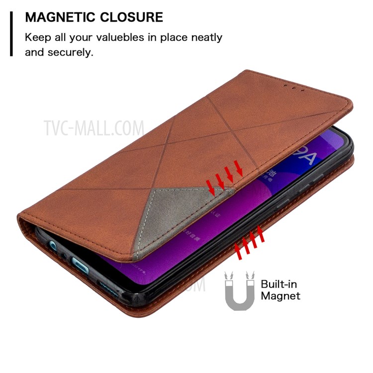 Caso Titular De La Tarjeta De Cuero Con Estilo Geométrico Patrón De Soporte Para El Honor 9A - Café-6