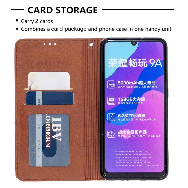 Caso Titular De La Tarjeta De Cuero Con Estilo Geométrico Patrón De Soporte Para El Honor 9A - Café-7