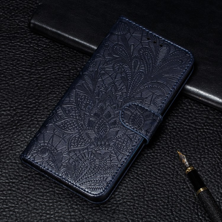 Flor Rendas Caso De Couro Carteira Marca Para Huawei P SMART 2020 - Preto-11