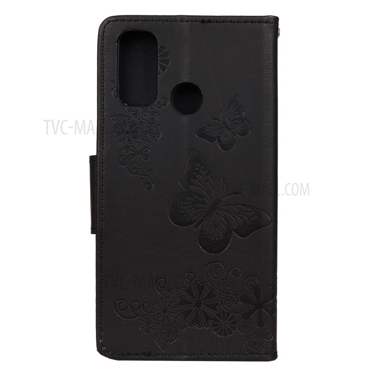 Flor Borboleta Caso Couro Carteira Cunho Para Huawei P Inteligente 2020 - Preto-4