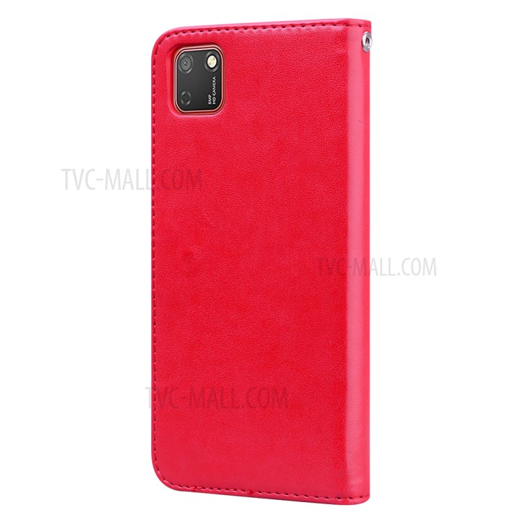 ImpressionStylos Cas Stand Portefeuille En Cuir Fleur Rose Pour Huawei Y5P / 9S D'honneur - Rouge-2
