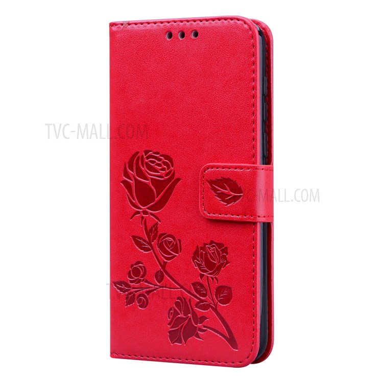 ImpressionStylos Cas Stand Portefeuille En Cuir Fleur Rose Pour Huawei Y5P / 9S D'honneur - Rouge-3