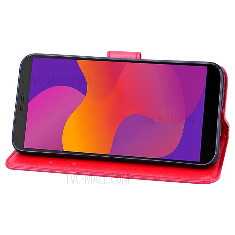 ImpressionStylos Cas Stand Portefeuille En Cuir Fleur Rose Pour Huawei Y5P / 9S D'honneur - Rouge-5