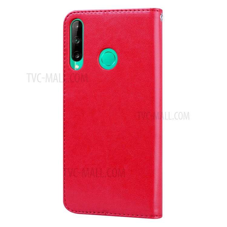 Imprinted Rose Flower Pattern Leather Cover for Huawei P40 lite E/Y7p/Honor 9C - Red-2