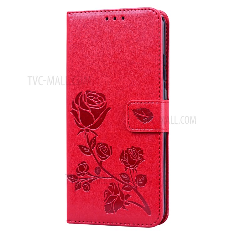 Imprinted Rose Flower Pattern Leather Cover for Huawei P40 lite/nova 6 SE/Nova 7i - Red-3