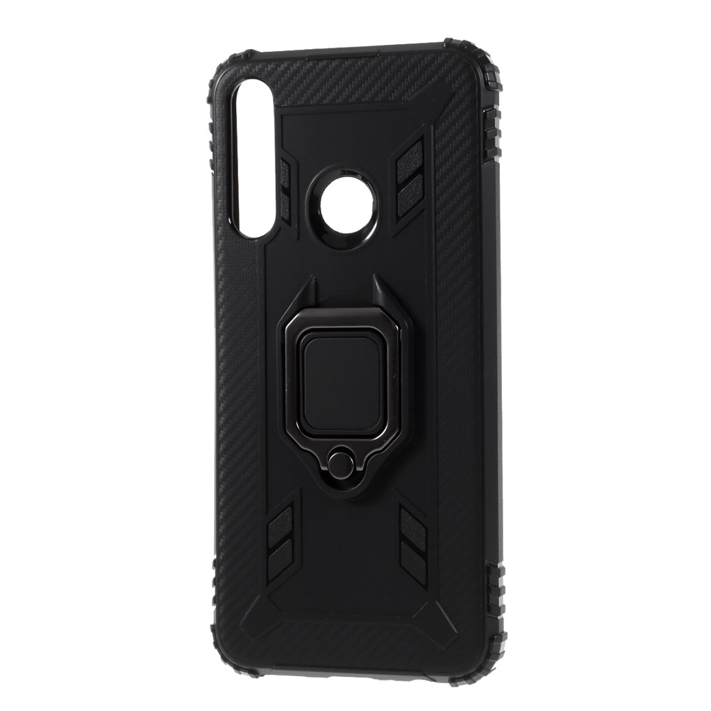 Ring Finger TPU Case de Teléfono Con Hoja Magnética Para Huawei Y6p - Negro-2