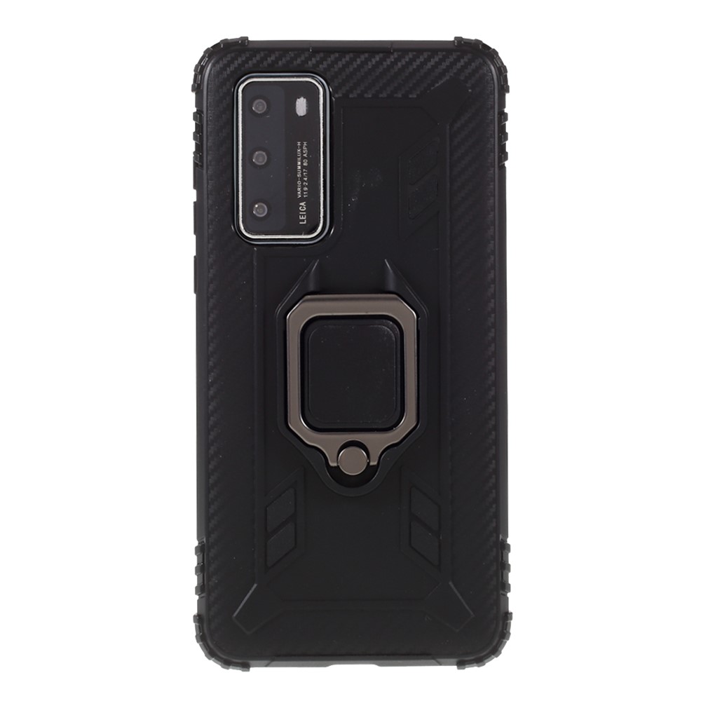 Anel De Dedo Kickstand Caso De Telefone TPU Para P40 Huawei - Preto-1