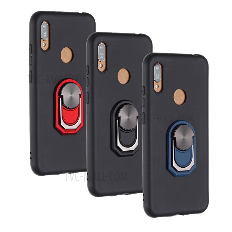 Kickstand Silicone Shell Case (Built-in Metal Sheet) for Huawei Y6 (2019, with Fingerprint Sensor) / Y6 Prime (2019)/Honor 8A Pro - Black-7