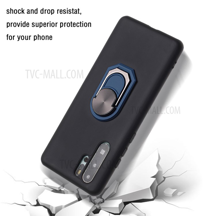 Soft Silicone Phone Case Cover with Kickstand for Huawei P30 Pro - Black / Blue-3